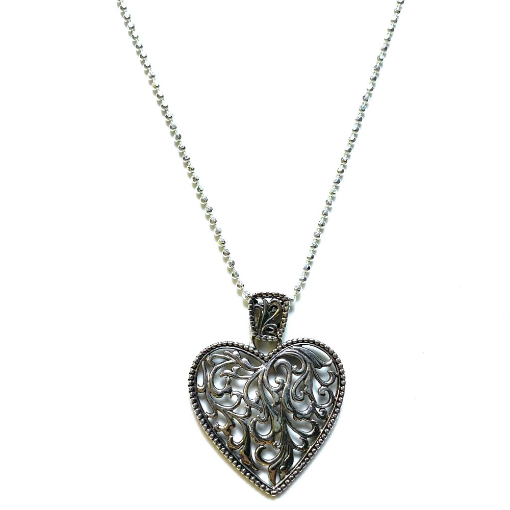 Sterling Silver Filagree Heart Necklace